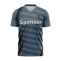 Custom Grey Stripes Team Soccer Jersey