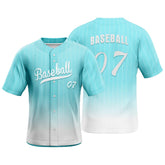 Teal Gradient Pinstripe Custom Full Button Baseball Jersey