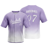 Lilac Gradient Pinstripe Custom Full Button Baseball Jersey