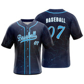 Marble Blue Custom Full Button Baseball Jersey