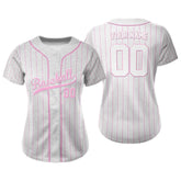 Pink Pinstripe Custom Full Button Baseball Jersey for Women