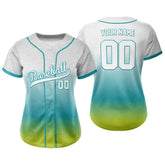 Kelly-Pine Green Gradient Custom Full Button Baseball Jersey for Women