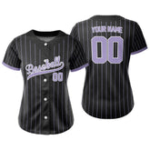 Lilac Pinstripe Custom Full Button Baseball Jersey for Women
