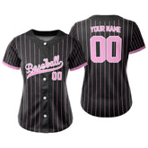 Blush Pinstripe Custom Full Button Baseball Jersey for Women