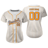 Mustard Pinstripe Custom Full Button Baseball Jersey for Women