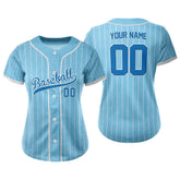 Blue Pinstripe Custom Full Button Baseball Jersey for Women