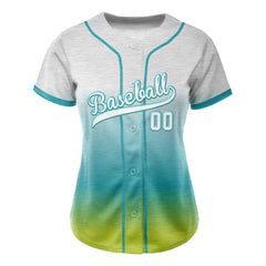Kelly-Pine Green Gradient Custom Full Button Baseball Jersey for Women