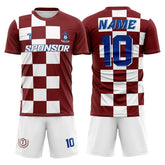 Checkerboard Split Custom Team Soccer Jersey Uniform Set
