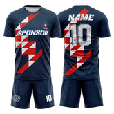 Checkered Blue Custom Team Soccer Jersey Uniform Set