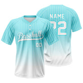 Teal Gradient Pinstripe Custom Two-Button Baseball Jersey