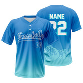 Blue Waves Custom Two-Button Baseball Jersey