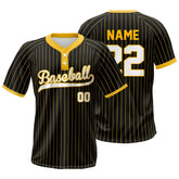 Black Pinstripe Custom Two-Button Baseball Jersey