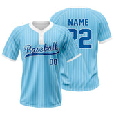 Blue Pinstripe Custom Two-Button Baseball Jersey