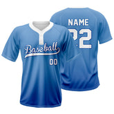 Cobalt Blue Custom Two-Button Baseball Jersey