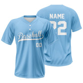 Cyan Blue Custom Two-Button Baseball Jersey