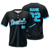 Blue Pinstripe Retro Custom Two-Button Baseball Jersey
