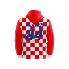 Custom Checkerboard Loose Fit Zipper Cardigan Hoodie Sweatshirt