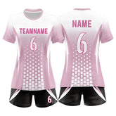 Custom Pink Dotted Women's Volleyball Jersey Set