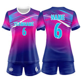 Custom Violet Gradient Women's Volleyball Jersey Set