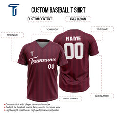 Custom Red Stripes Authentic V Neck Throwback Baseball Jersey