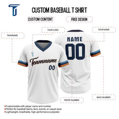 Custom White Blue Authentic V Neck Throwback Baseball Jersey