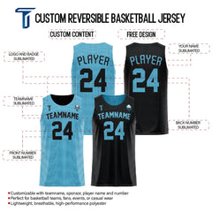 Blue-Black Custom Reversible Basketball Jersey