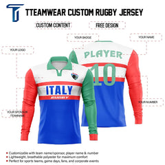 Custom Italy Long Sleeve Rugby Social Jersey