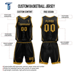 Trailblazer Custom Black-Gold Adult Youth Basketball Jersey