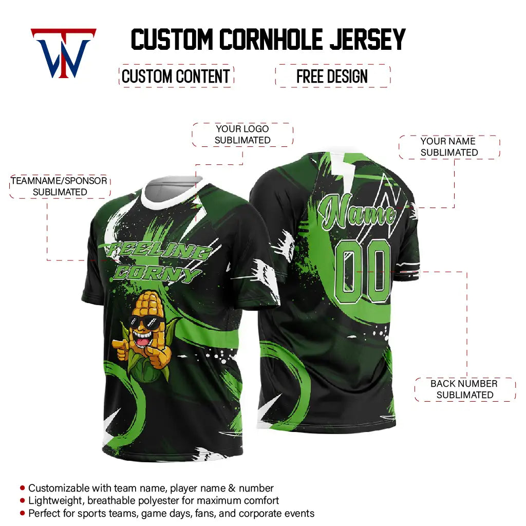 Peeling Corny Green Custom Cornhole Jersey