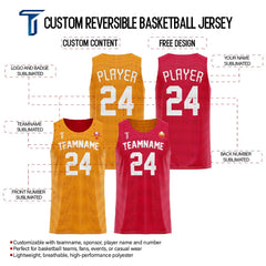 Orange-Red Custom Reversible Basketball Jersey