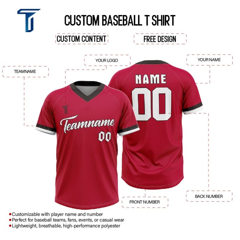 Custom Maroon White-Black Authentic V Neck Throwback Baseball Jersey