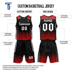 Custom Crimson Adult Youth Basketball Jersey Set