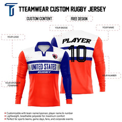 Custom USA Long Sleeve Rugby Social Jersey