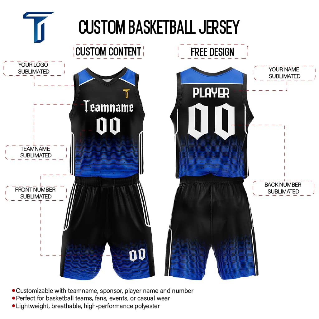 Custom Sapphire Adult Youth Basketball Jersey Set