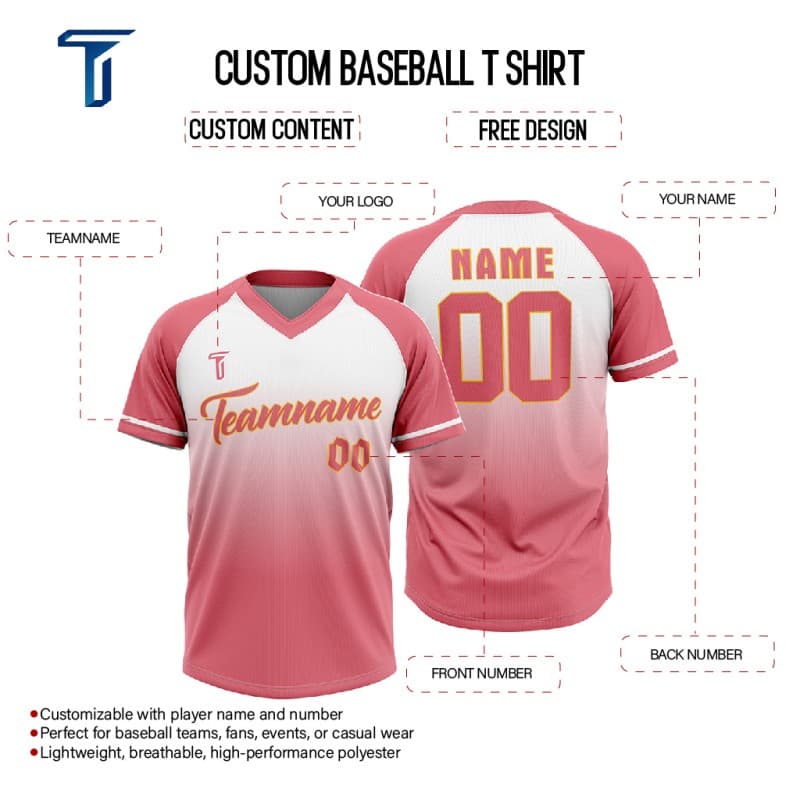 Custom Red Gradient Authentic V Neck Throwback Baseball Jersey