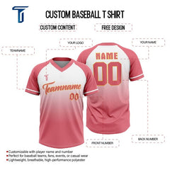 Custom Red Gradient Authentic V Neck Throwback Baseball Jersey