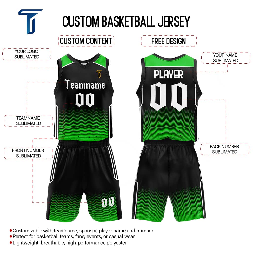 Custom Emerald Adult Youth Basketball Jersey Set