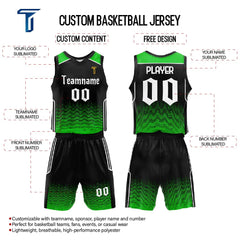 Custom Emerald Adult Youth Basketball Jersey Set