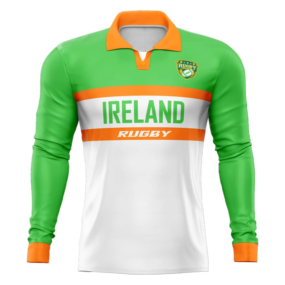 Custom Ireland Long Sleeve Rugby Social Jersey