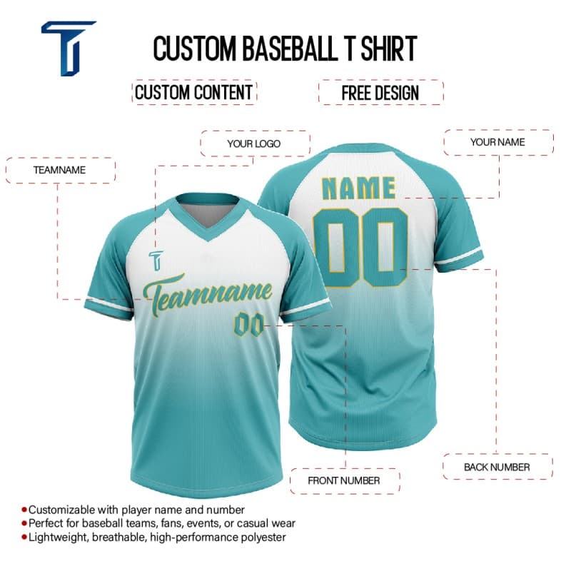 Custom Green Gradient Authentic V Neck Throwback Baseball Jersey