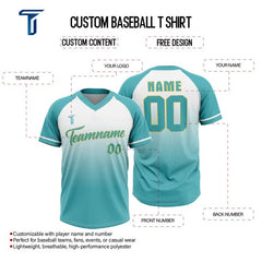 Custom Green Gradient Authentic V Neck Throwback Baseball Jersey