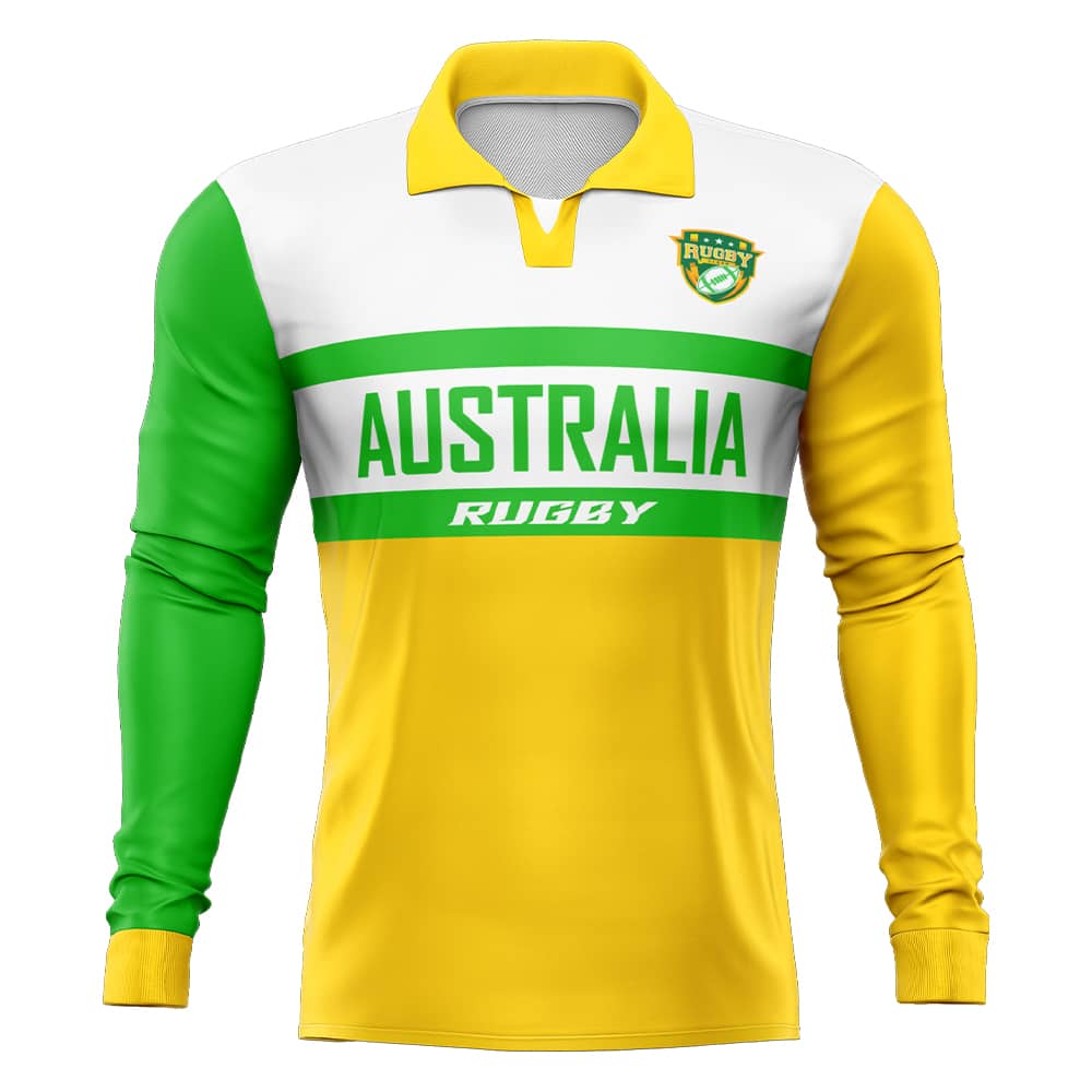 Custom Australia Long Sleeve Rugby Social Jersey