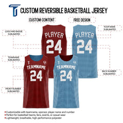 Ruby-Blue Custom Reversible Basketball Jersey