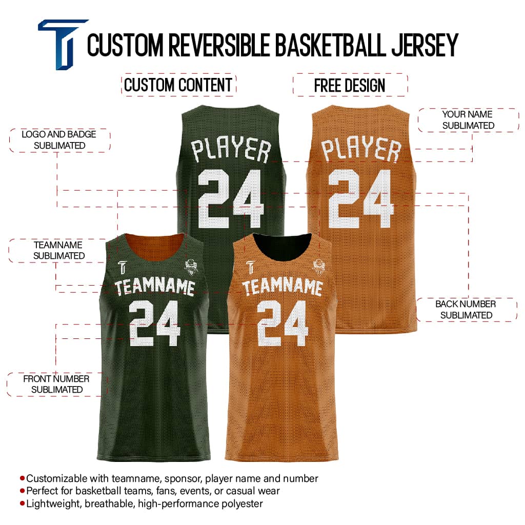 Seaweed-Sand Custom Reversible Basketball Jersey