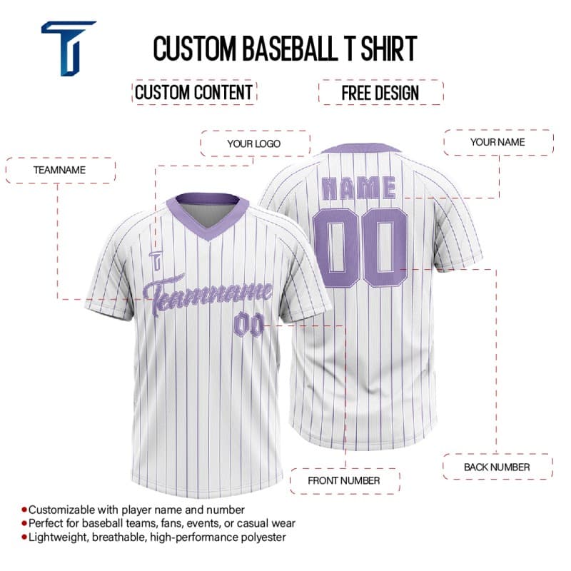 Custom White Purple Pinstripes Authentic V Neck Throwback Baseball Jersey