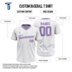 Custom White Purple Pinstripes Authentic V Neck Throwback Baseball Jersey