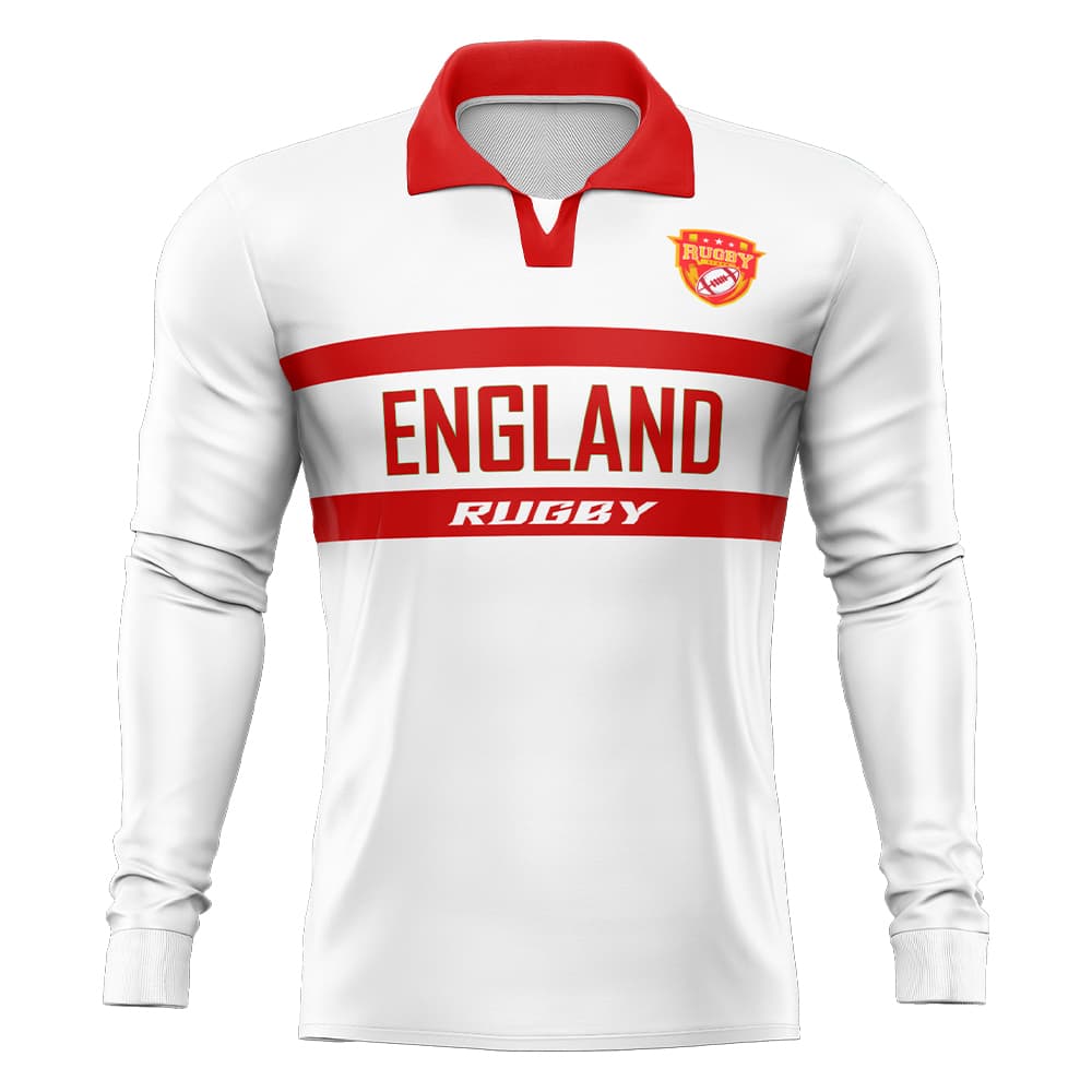 Custom England Long Sleeve Rugby Social Jersey