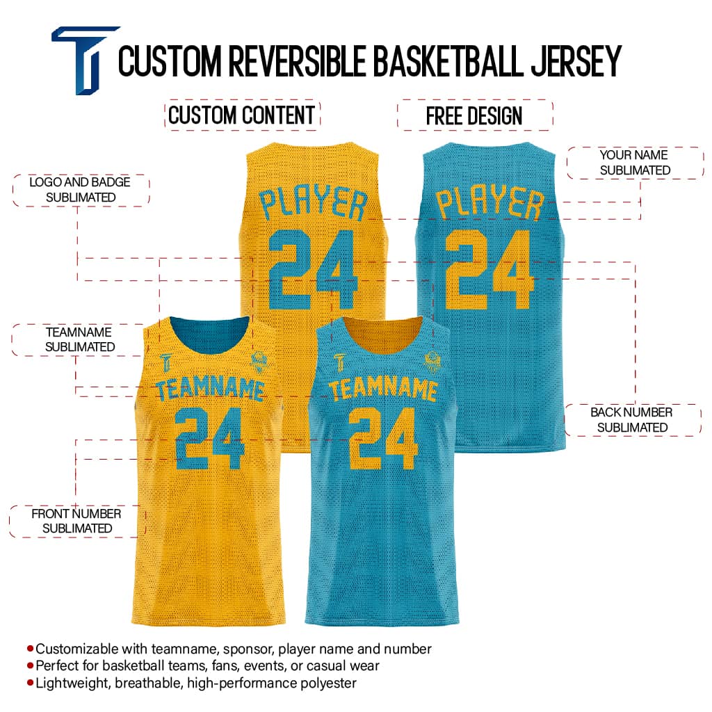 Tuscany-Blue Custom Reversible Basketball Jersey
