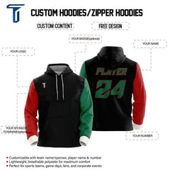 Custom Colorblock Red-Green Loose-Fit Mexico Pullover Hoodie Sweatshirt