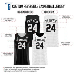 Black-White Custom Reversible Basketball Jersey